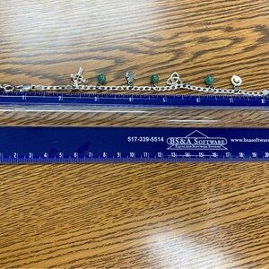 Silver Charm Bracelet with Green Accents